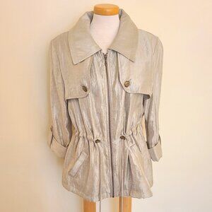 Hearts of Palm Gold Metallic Utility Jacket with Drawstring Waist